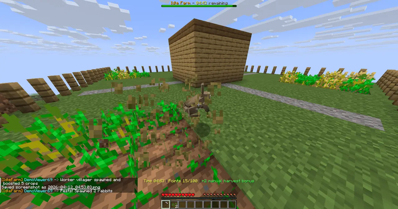 Idle Farm gameplay screenshot showing 5+ coins