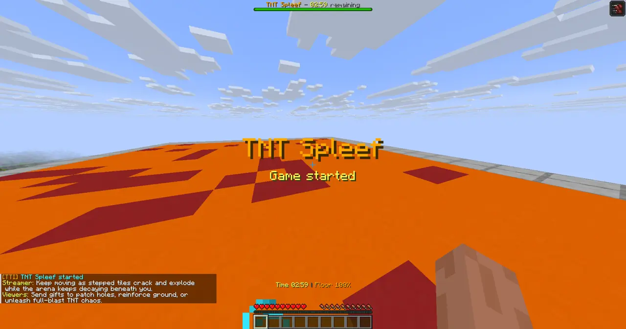 TNT Spleef gameplay screenshot showing round start
