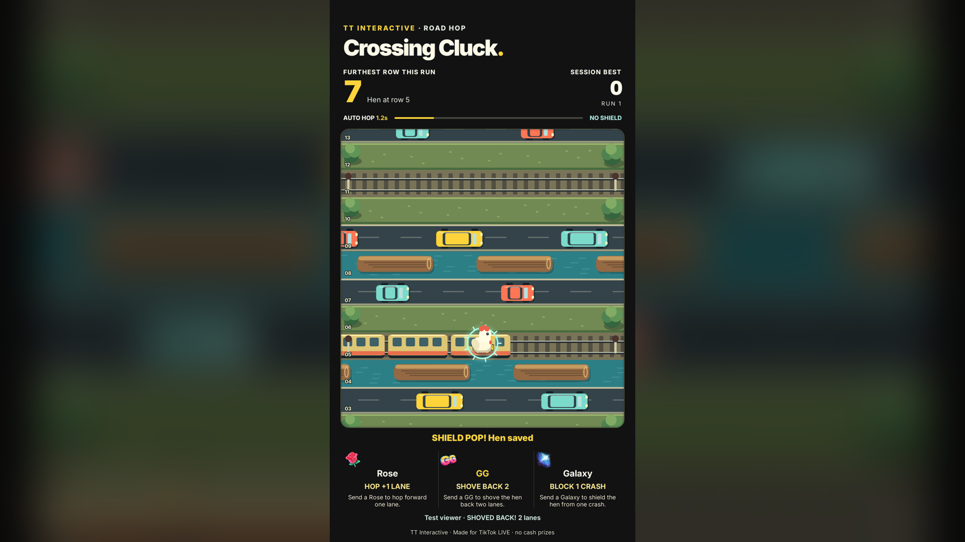 Crossing Cluck hero screenshot showing crossing cluck gifts