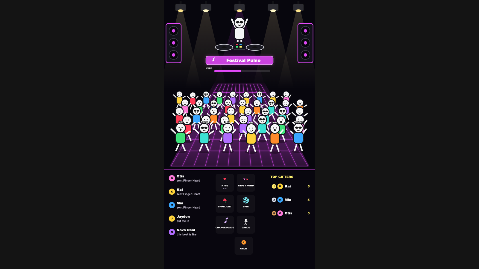 Dance Floor hero screenshot showing active play