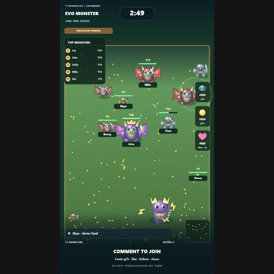 Evo Monster screenshot showing viewer action