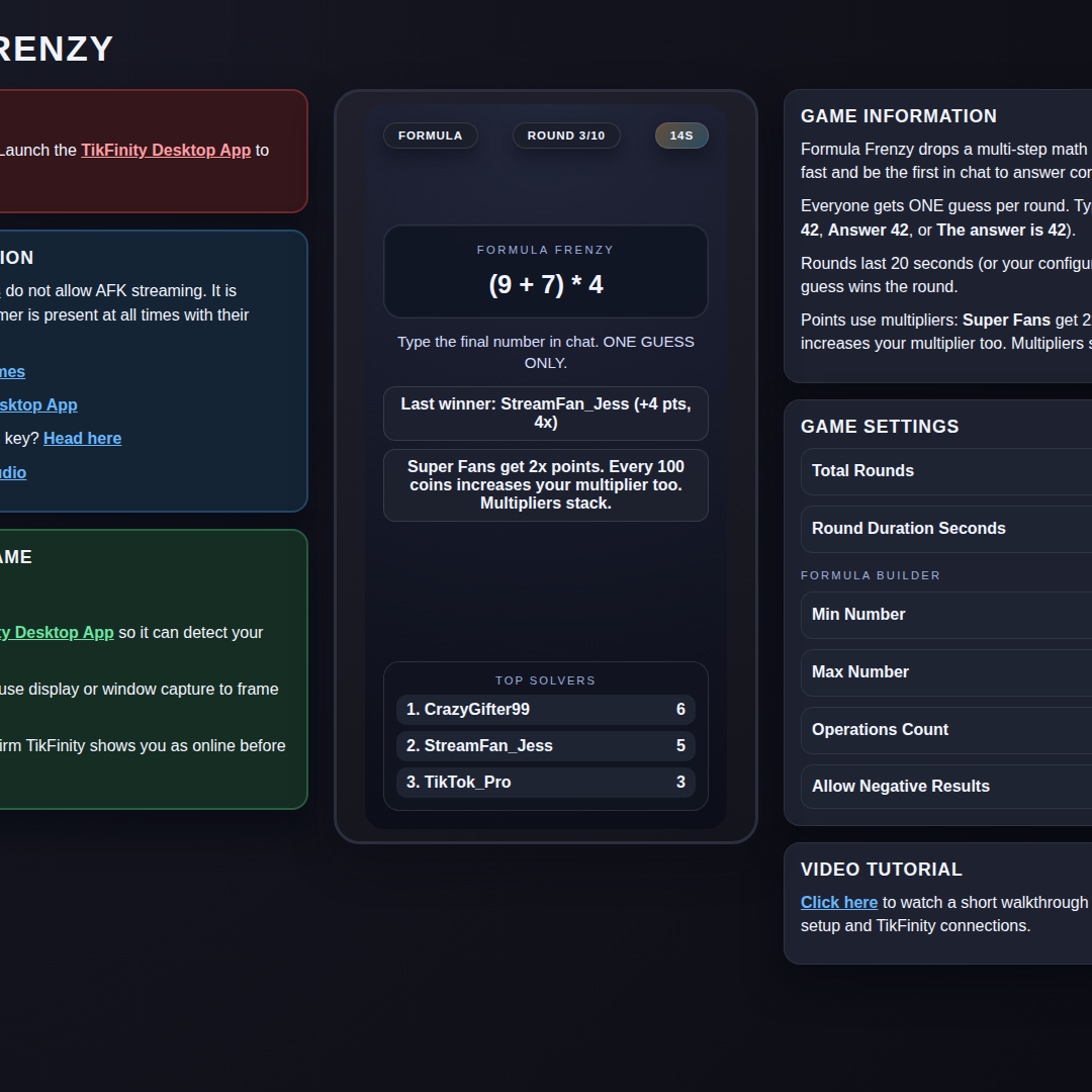 Formula Frenzy screenshot showing head to head