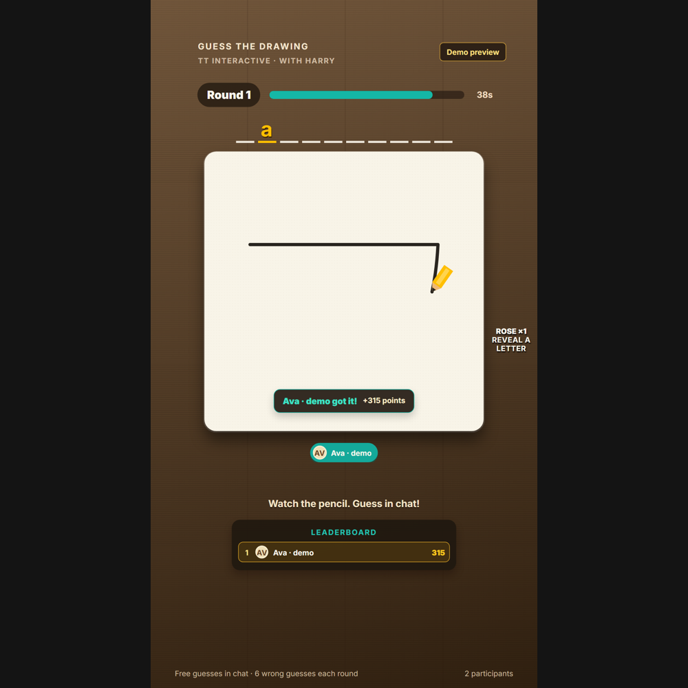 Guess the Drawing screenshot showing viewer action