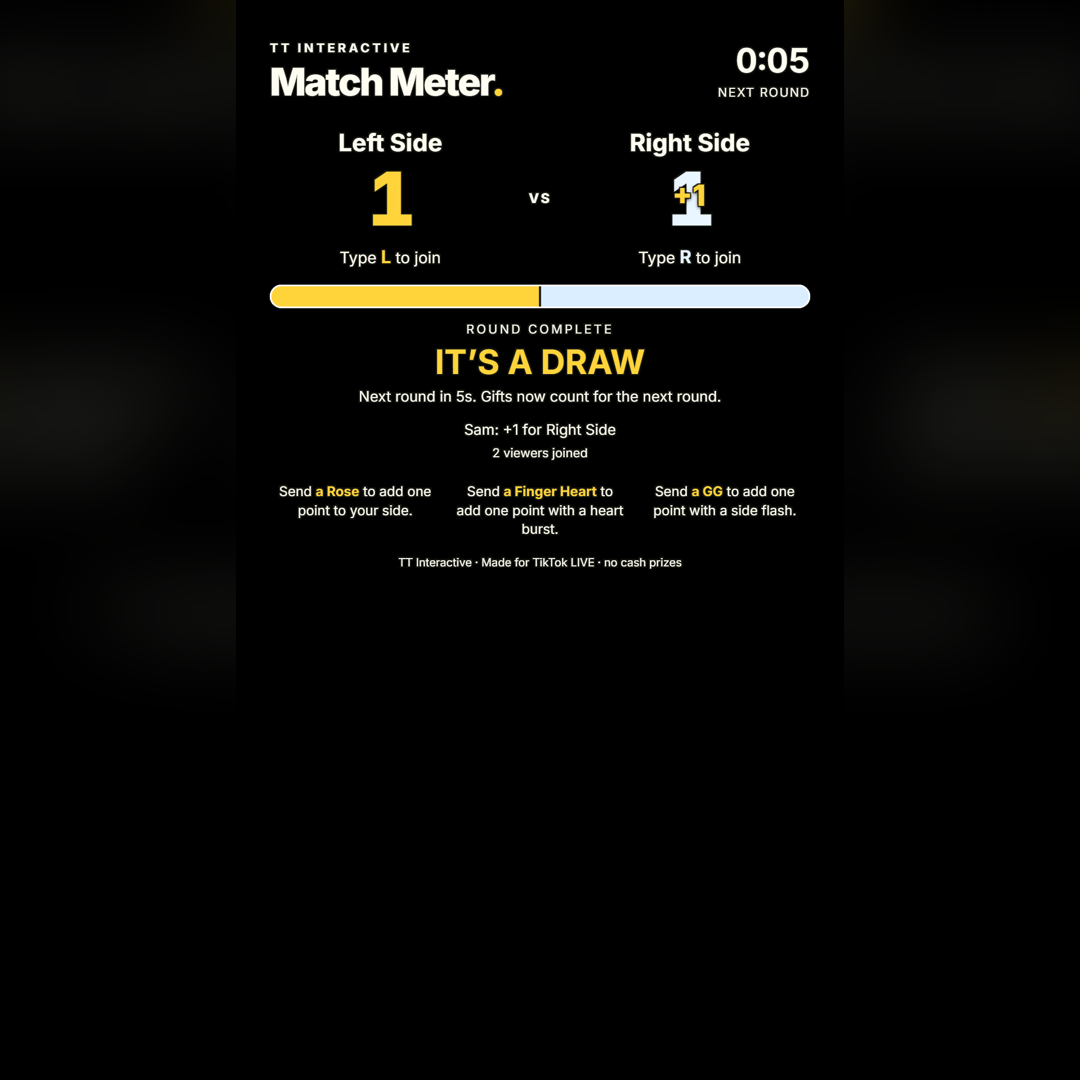 Match Meter screenshot showing match meter gifts