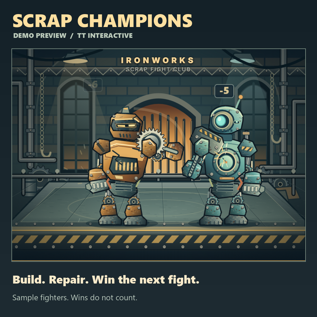Scrap Champions screenshot showing gantry duel