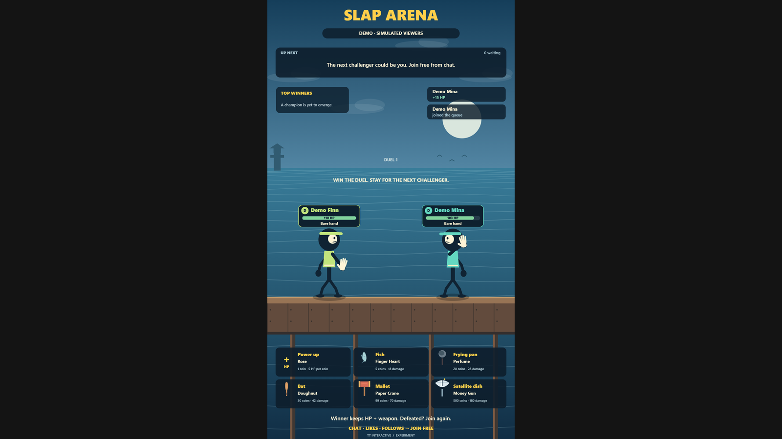 Slap Arena hero screenshot showing active battle