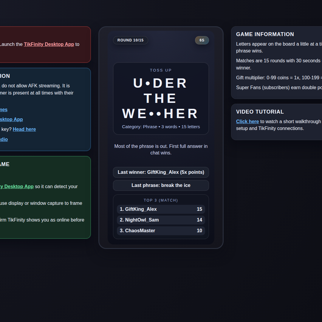 Toss Up screenshot showing late reveal