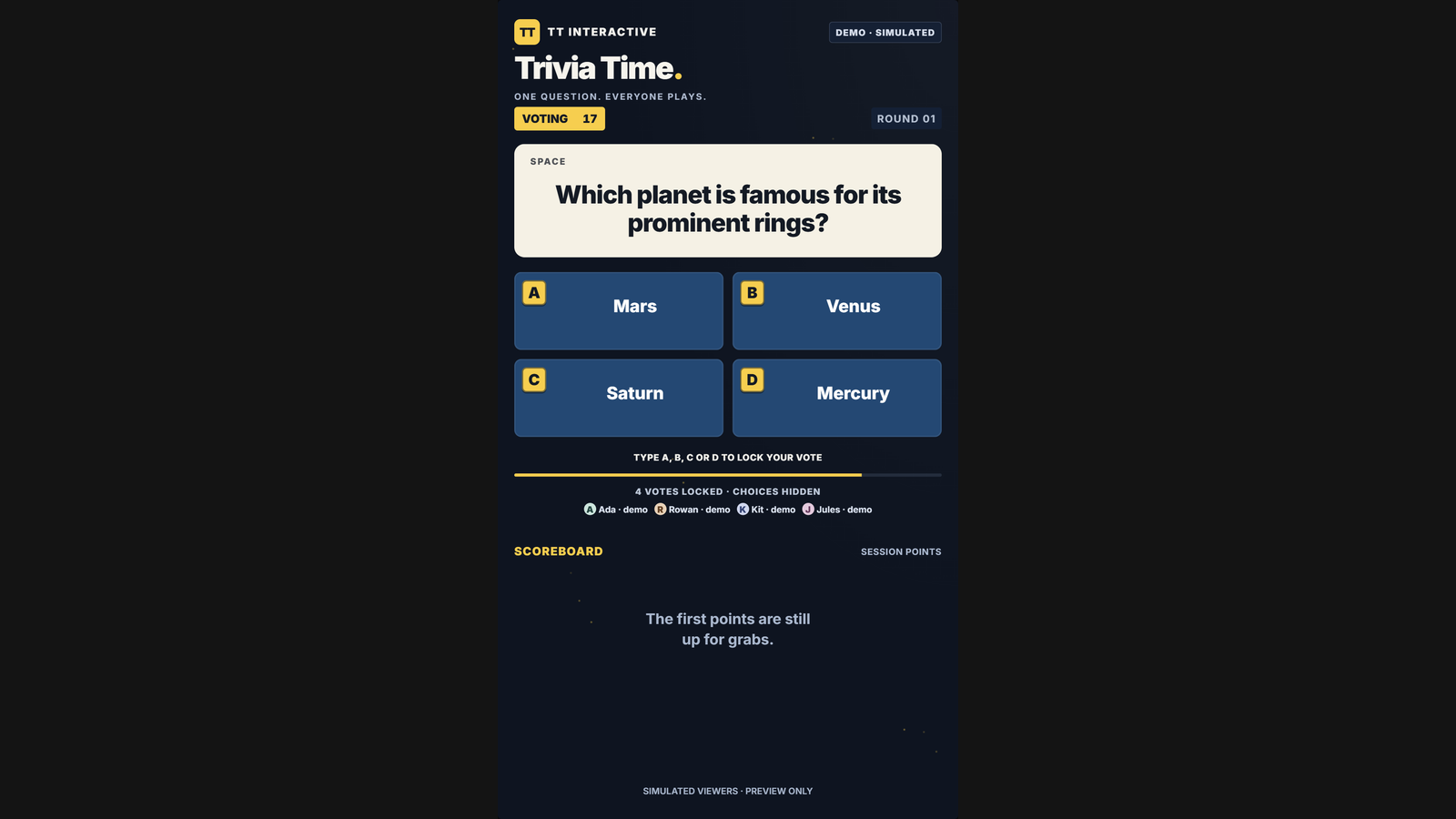 Trivia Time hero screenshot showing active play