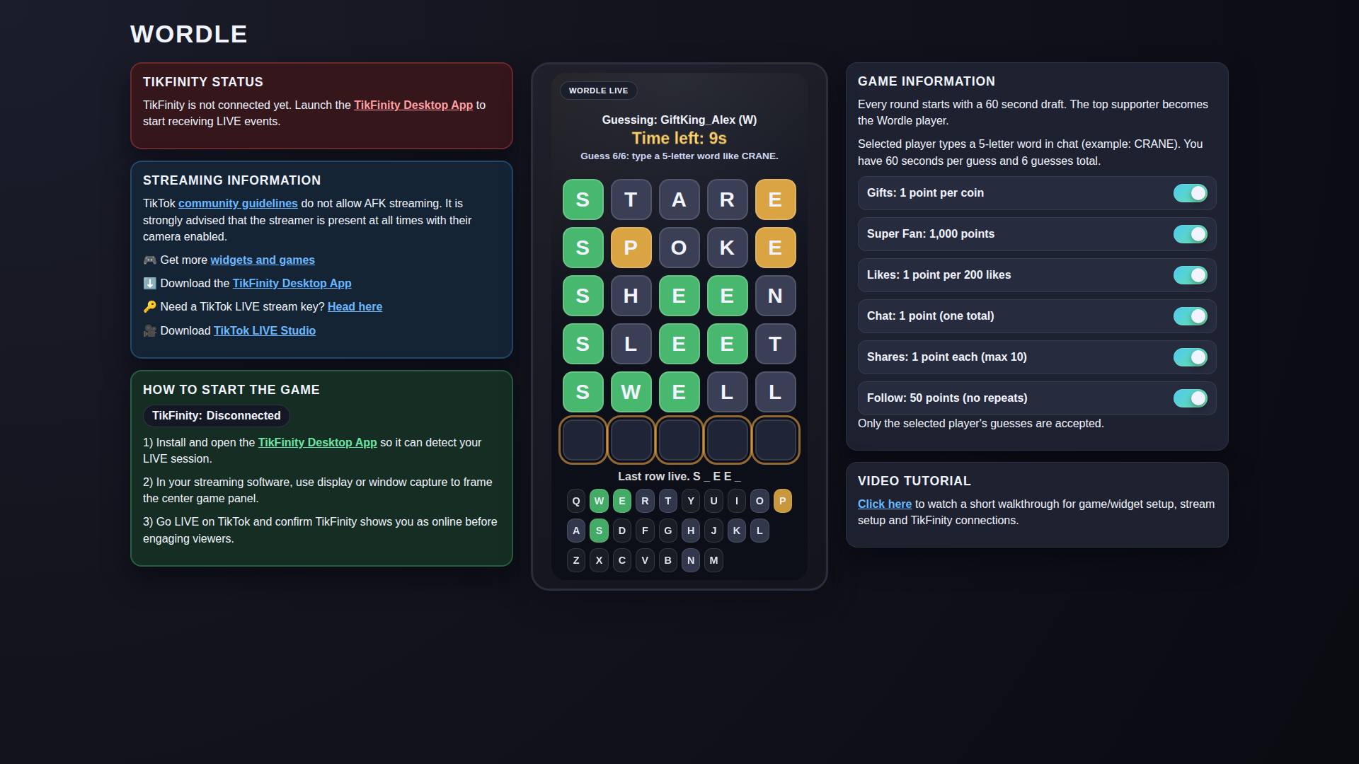 Wordle hero screenshot showing final row